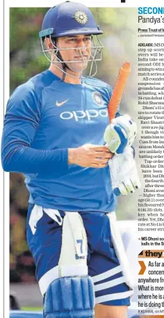  ?? AFP ?? MS Dhoni scored 51 off 96 balls in the Sydney ODI.