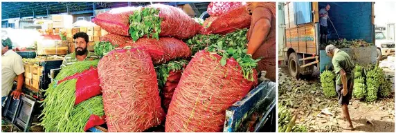  ?? ?? Dambulla economic centre: No fuel to transport veggies and fruits. Pic by Kanchana Kumara Ariyadasa
Rotting fruits