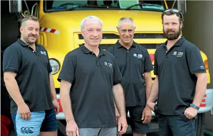  ?? KAVINDA HERATH/ STUFF ?? Southland firefighte­rs, from left, Nigel Milne, Ken Keenan, Graeme Appleby, and Brodie Butcher at the Hedgehope fire station after returning home from their twoweek stint in Australia.