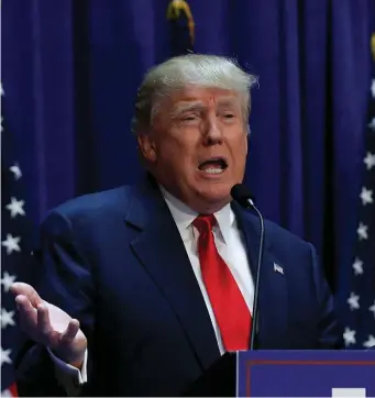  ?? Photo: Reuters ?? Donald Trump announces his campaign for the 2016 Republican presidenti­al nomination at Trump Tower in New York yesterday.