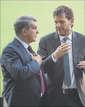  ?? FOTO: PERE PUNTÍ ?? Laporta abrió la puerta al regreso de Alemany Muy buena sintonía