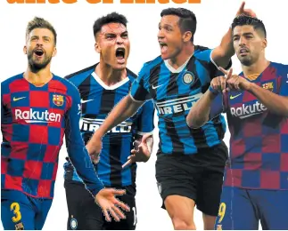  ??  ?? DUELO. Gerard Piqué, Lautaro Martínez, Alexis Sánchez y Luis Suárez se enfrentan.