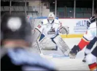  ?? PHOTO ANDY CAMP/ADIRONDACK THUNDER ?? Goaltender Drew Fielding has 12 wins in the Adirondack Thunder net this year. The Thunder play three games at Norfolk this weekend.