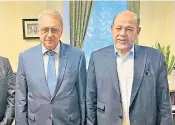  ?? ?? Mikhail Bogdanov, the Russian deputy foreign minister, left, meets Mousa Abu Marzouk, a senior Hamas figure