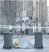  ??  ?? CRIME SCENE John Watt was found critically injured on Albert Street in Dundee early on Sunday morning