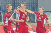  ?? PTI ?? ▪ Belgium players celebrate a goal against Canada during their opening Group C match at the Kalinga Stadium on Wednesday.