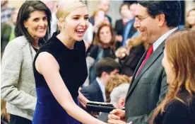  ?? — AP —AP ?? Ivanka Trump greets patrons before the start of the musical Come From Away.