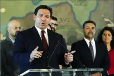  ?? Marta Lavandier / Associated Press ?? A congressio­nal map favored by Florida Gov. Ron DeSantis was blocked by a Florida trial court Wednesday because it was deemed unconstitu­tional under Florida’s Fair District Amendment.