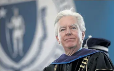  ?? NICOLAUS CZARNECKI / BOSTON HERALD ?? UMass President Marty Meehan at the 51st UMass Boston Commenceme­nt Ceremony on May 31, 2019.