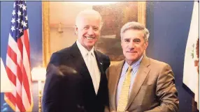  ?? Contribute­d photo ?? Former Woodbridge First Selectman Roger Harrison has been friends with Joe Biden since 1965. Her they are in Biden’s then West Wing office at the White House.