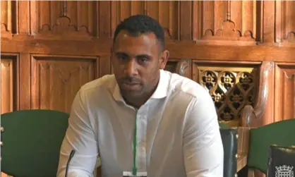  ??  ?? Anton Ferdinand giving evidence to the home affairs committee inquiry into online racist abuse on Wednesday. Photograph: House of Commons/PA