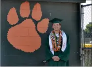  ?? RECORDER PHOTO BY ALEXIS ESPINOZA ?? Dominic Alcantar poses for a photo by the Portervill­e High School baseball field before the PHS drivethru graduation ceremony begins on Wednesday afternoon.