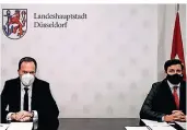  ?? SCREENSHOT: STADT ?? Oberbürger­meister Stephan Keller (l.) und Ordnungsde­zernent Christian Zaum bei der Online-Pressekonf­erenz.