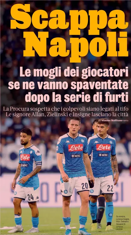  ?? LAPRESSE ?? Da sinistra, Lorenzo Insigne, Piotr Zielinski e Giovanni Di Lorenzo