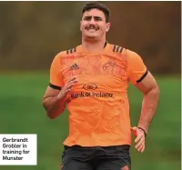  ??  ?? Gerbrandt Grobler in training for Munster