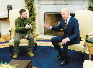  ?? PATRICK SEMANSKY/AP 2022 ?? President Joe Biden meets Ukrainian President Volodymyr Zelenskyy Dec. 22 in the Oval Office.