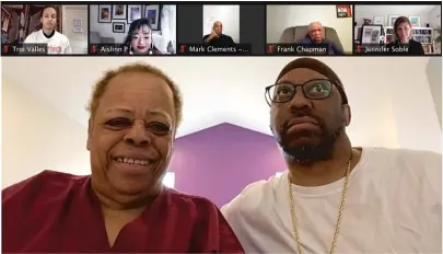  ?? SCREENSHOT ?? Gerald Reed and his mother, Armanda Shackelfor­d, on a Zoom news conference Monday.