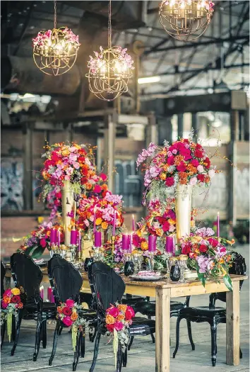  ?? AGI STUDIO ?? Weddings in industrial and urban settings with brighter pops of colour and metallic accents will be popular in 2017, says Arthur Kerekes.