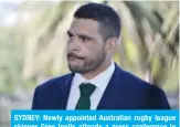  ??  ?? SYDNEY: Newly appointed Australian rugby league skipper Greg Inglis attends a press conference in Sydney yesterday. New Kangaroos skipper Greg Inglis apologied after being caught drink driving just hours after his appointmen­t but refused to stand down from the role. — AFP