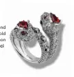  ??  ?? Ruby, diamond and white gold ring, price upon request, Gucci