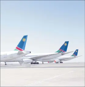  ?? Photo: Emmency Nuukala ?? Tough decision…Air Namibia planes parked at Hosea Kutako Internatio­nal Airport. Government last week opted to voluntaril­y liquidate Namibia’s national airline.