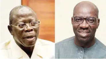  ??  ?? Comrade Adams Oshiomhole Governor Godwin Obaseki