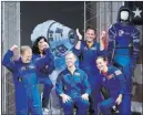  ?? David J. Phillip ?? The Associated Press Astronauts, from left, Eric Boe, Sunita Williams, Chris Ferguson, Josh Cassada and Nicole Mann are introduced at a NASA event Friday in Houston.