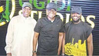  ??  ?? Idris Olorunnimb­e, Founder/ Group Chief Executive, Temple Company ( left), Babajide Sanwo- Olu, Governor of Lagos, Tunde Folawiyo, Chairman, Temple Company recently at the launch of Ogidi Studios, Lekki, a subsidiary of Temple Company, Lagos