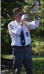  ??  ?? To conclude the ceremony for Veterans Community Day in Pottstown, “Taps” was played in Memorial Park.