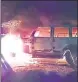  ??  ?? ■
A police jeep on fire after violence in a Pratapgarh village