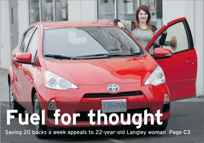  ?? JASON PAYNE/PNG ?? Vicki Black picks up her Toyota Prius c from Toyota Town in Langley for the start of her one-week commuting challenge.