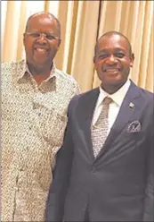 ??  ?? The late Ambassador Nicolas Bwakira and Dr Peya Mushelenga, pictured at Bwakira’s residence in Johannesbu­rg, South Africa, on 16 September 2017.
