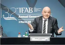  ?? ENNIO LEANZA/ AP ?? Novidade. Infantino diz que vídeo trará justiça ao futebol