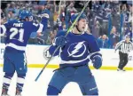  ?? CHRIS O'MEARA THE ASSOCIATED PRESS ?? Lightning forward Tyler Johnson scored with just 1.7 seconds left in the middle period Thursday night.