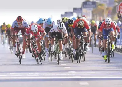  ??  ?? In Dubai last February, Cavendish proved he could still beat his biggest rivals