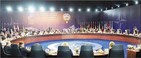  ??  ?? Part of the NATO meeting with the Istanbul Cooperatio­n Initiative countries.