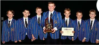  ??  ?? Celebratin­g their win are Toowoomba Grammar School students (from left) Marcus Seckler, Bede David, Xavier Lindemann, Sam Freer, Judd Rei, John Ridgway and Henry Paton.