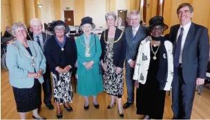  ??  ?? ●● Macclesfie­ld mayor Liz Durham with guests at the civic service