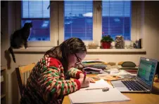  ??  ?? Jana(11) does her homework at her home during the lockdown of schools caused by the spread of the new coronaviru­s COVID-19 in Bratislava.