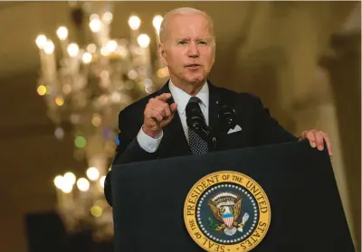  ?? KENT NISHIMURA/LOS ANGELES TIMES ?? President Joe Biden delivers remarks on recent mass shootings Thursday from the White House.