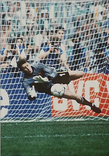  ??  ?? Packie Bonner saving Daniel Timofte’s penalty in Italia ’90. Is this Ireland’s Greatest Sporting Moment? Do we really care?
