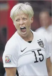  ?? JOHN WOODS/THE CANADIAN PRESS, FILE ?? American Megan Rapinoe is hoping an extra-time win took a lot out of semifinal foe Germany. “They’ve had a great tournament so far, but hopefully they’re a little tired,” she said.