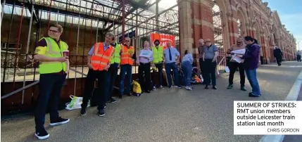  ?? CHRIS GORDON ?? SUMMER OF STRIKES: RMT union members outside Leicester train station last month