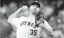  ?? DAVID J. PHILLIP/AP ?? Astros ace Justin Verlander delivers against the Tigers, his former team, on Wednesday.