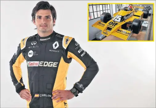  ??  ?? DE ESTRENO. Carlos Sainz se sube por primera vez al Renault este fin de semana en Austin. Arriba a la derecha, el RS01 de Jaboullie.