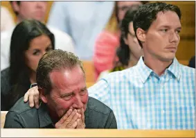  ?? RJ SANGOSTI/THE DENVER POST VIA AP, POOL ?? Frank Rzucek, left, the father of Shanann Watts, and her brother Frankie Rzucek are in court for Christophe­r Watts’ arraignmen­t hearing Tuesday at the Weld County Courthouse in Greeley, Colo.