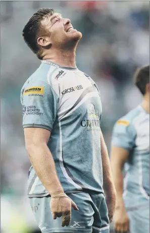  ??  ?? AGONY: Yorkshire Carnegie forward Ollie Stedman looks to the skies during last night’s Championsh­ip play-off final second leg defeat at the hands of rivals London Irish. The hosts won 55-48 to clinch an 84-66 aggregate win.