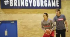  ?? VINCE TALOTTA/TORONTO STAR ?? Team Canada coach Lisa Thomaidis of the national senior women’s basketball works out Neyo Raincock-Ekunwe at Ryerson on Tuesday.