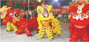  ??  ?? The lion dancers in action.