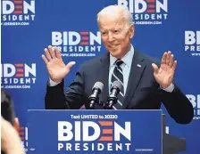  ?? BEBETO MATTHEWS /ASSOCIATED PRESS ?? Democratic presidenti­al candidate former Vice President Joe Biden speaks about foreign policy at The Graduate Center at CUNY, on Thursday, in New York.